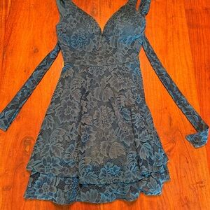 Elegant Blue Lace Dress
